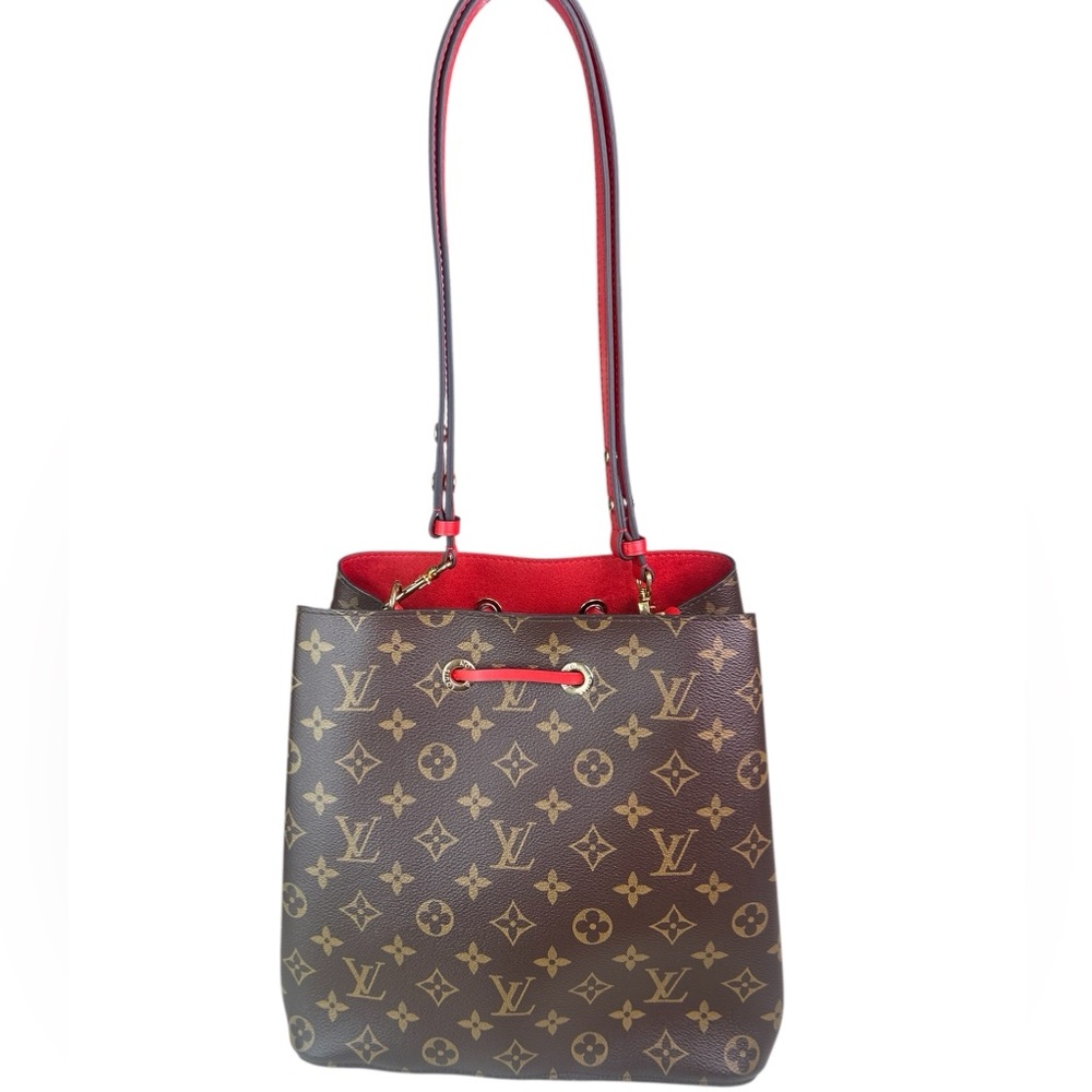 ❤️❤️sold❤️❤️Louis Vuitton Monogram Neo Noe Shoulder Bag with Red Trim - Picture 2 of 11